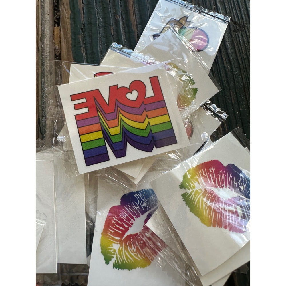 Pride Temporary Tattoos Set Rainbow Heart Proud Ally Lips Love Assorted Decals